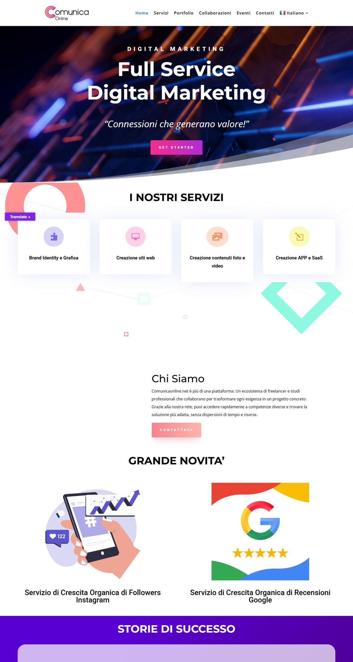 Homepage di Comunica Online