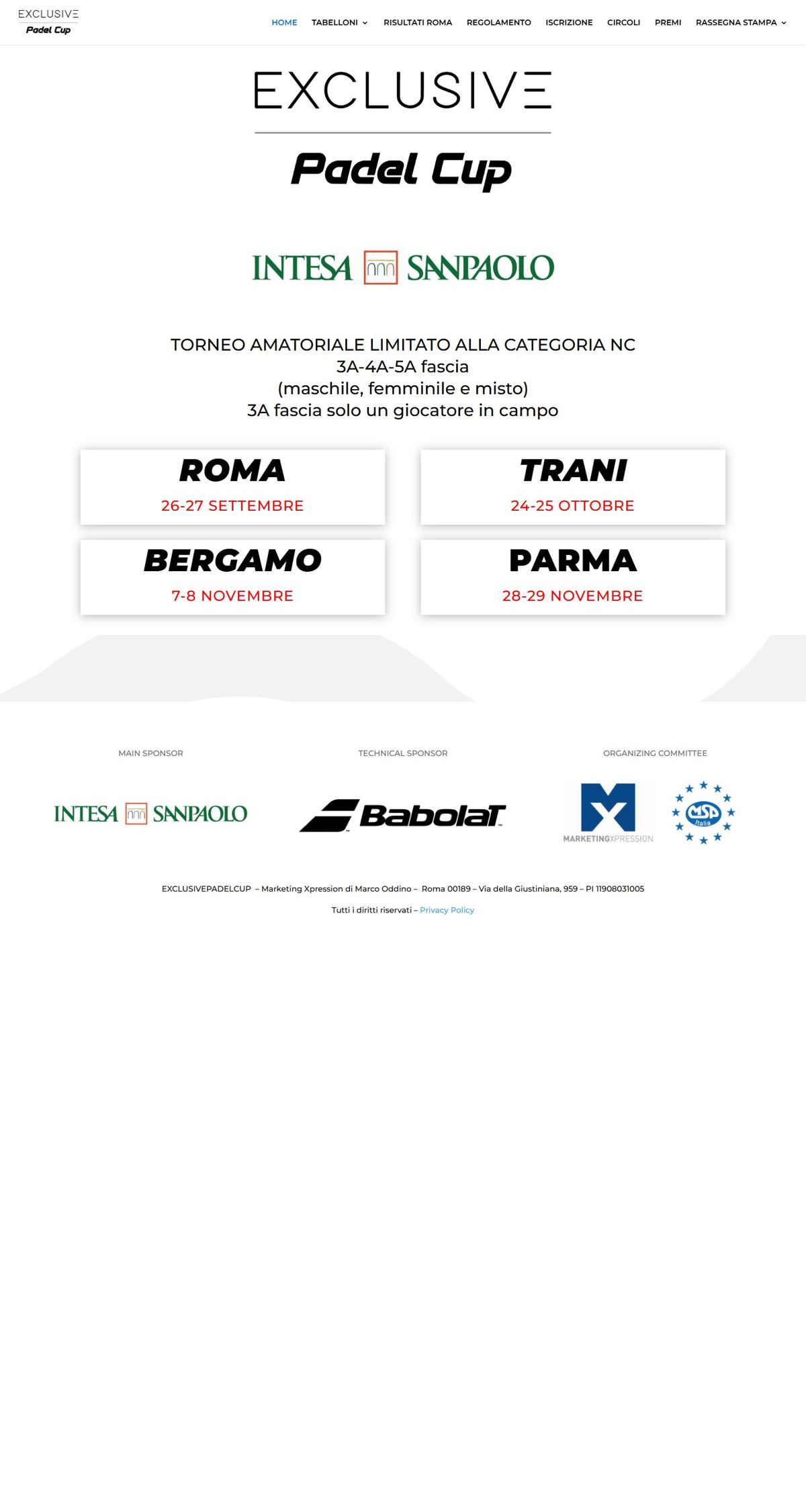 Homepage di Exclusive Padel Cup